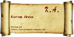 Korom Anna névjegykártya