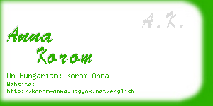 anna korom business card